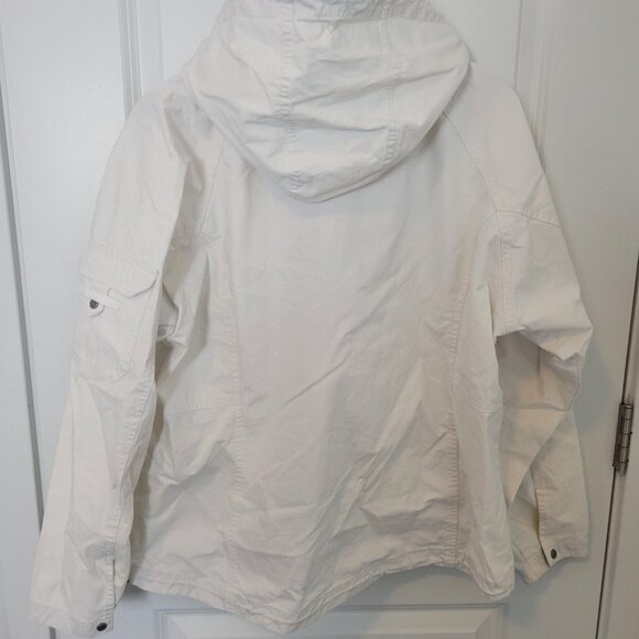 Women's Cabelas Jacket Full Zip 100% Cotten Hooded Off White Sz XL Lightweight - Picture 6 of 8